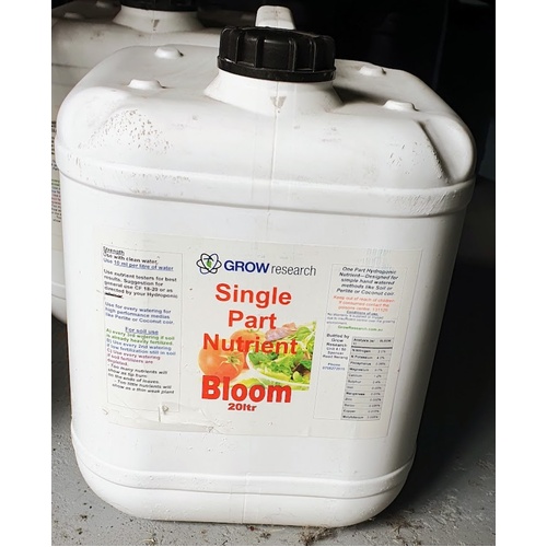 Single Bloom 20l Grow Research Single Part 20Ltr one part soil and hydroponics